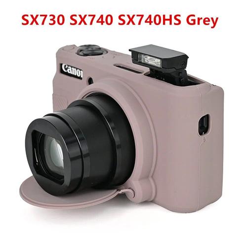 Coque en silicone souple pour appareil photo,étui pour IL PowerShot G7X Mark III II G7X2 G7XII G7bery G7XIII SX730 SX740,couvercle de capuchon d'objectif - Type SX730 740 Grey