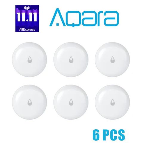 Aqara-Capteur d'immersion d'eau IP67,détecteur de fuite d'eau d'inondation pour la maison,alarme de sécurité à distance,capteur de trempage - Type 6 PCS