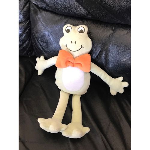 Grenouille Sucre D'orge Doudou Vert, N?Ud Orange 29cm