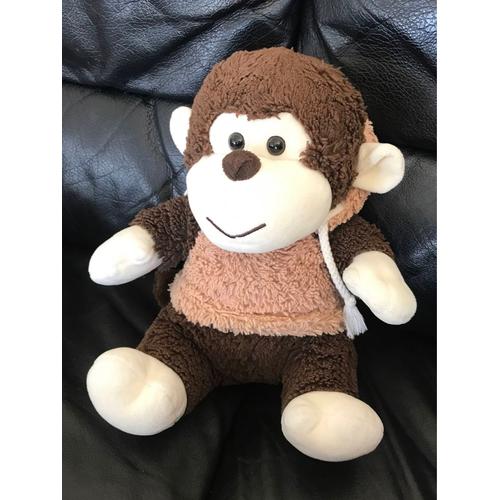 Peluche Singe Marron Foncé Blanc Et Marron Clair *Les Z'amis Capuch* 26cm Gipsy