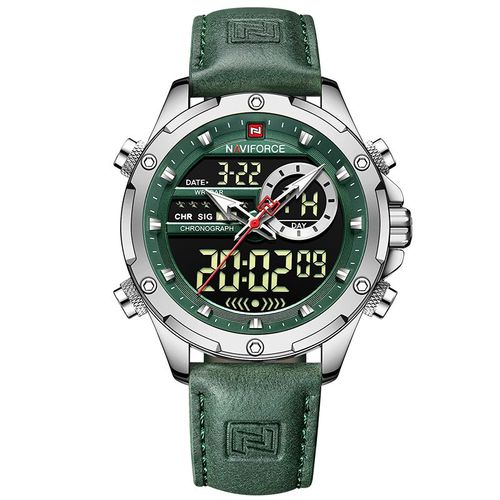Montre-Bracelet Militaire Pour Hommes,Mode Sport,Chronographe,Alarme,Étanche,Quartz,Grande Horloge Numérique - Type Silver Green
