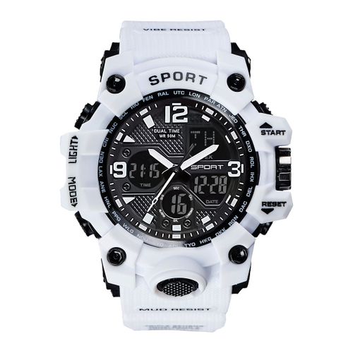 Montre Numérique Noire Pour Hommes,Sport D'extérieur,Étanche,Chronographe À Main,Horloge G,Choc D'infanterie,Montre-Bracelet Pour Étudiants - Type White