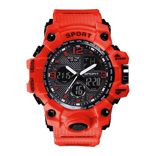 Mstianq-Montre Numérique Noire Pour Homme,Dehors,Extérieur,Étanche,Chronographe,Horloge À Main G,Inperformance,Choc,Montre-Bracelet Étudiant - Type Red