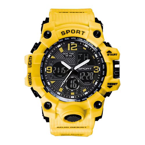 Mstianq-Montre Numérique Noire Pour Homme,Dehors,Extérieur,Étanche,Chronographe,Horloge À Main G,Inperformance,Choc,Montre-Bracelet Étudiant - Type Yellow