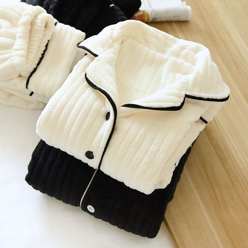 Pyjama À Manches Longues Smile Pour Femmes Et Hommes,Vêtements De Nuit Épais,Vêtements De Nuit Pour Couple,Service À Domicile,Sourire,Chaud,Automne,Hiver
