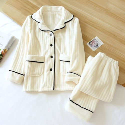 Pyjama À Manches Longues Smile Pour Femmes Et Hommes,Vêtements De Nuit Épais,Vêtements De Nuit Pour Couple,Service À Domicile,Sourire,Chaud,Automne,Hiver