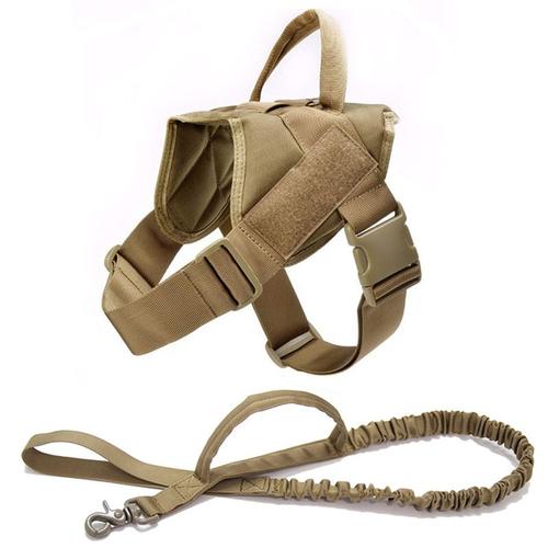 Brown Harness Leash-L -Harnais Pour Chien K9 Marche Réglable En Nylon Collier De Chien De Compagnie Gilet Bungee Chien Laisse Harnai