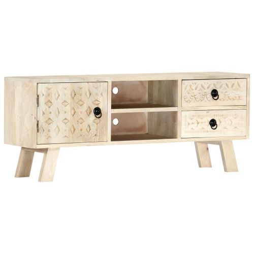 Vidaxl Meuble Tv 110 X 30 X 44 Cm Bois Massif De Manguier