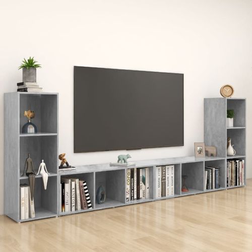 Vidaxl Meubles Tv 4 Pcs Gris Béton 107x35x37 Cm Aggloméré
