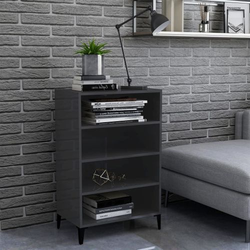 Vidaxl Buffet Gris Brillant 57x35x90 Cm Aggloméré