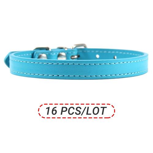 Lake Blue Dog Collar-Xs -Collier En Cuir Pu Pour Chien Et Chat, Disponible En 16 Couleurs, Tailles Xs/S/M/L/Xl, Vente En Gros