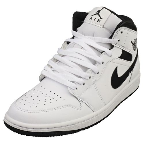 Nike Air Jordan 1 Mid Homme Baskets Mode Blanc Noir