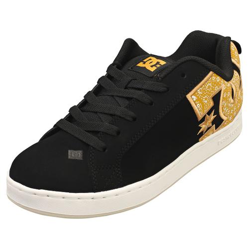 Dc Shoes Court Graffik Pour Femmes - Baskets De Skate En Cuir Noir Et Or