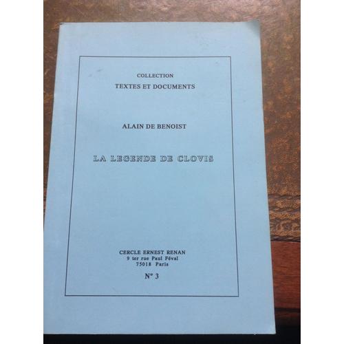 Collection Textes Et Documents N°3 La Legende De Clovis, Alain De Benoist, Cercle Ernest Renan
