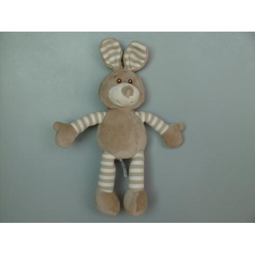 Doudou Lapin Beige Blanc Grelot 30 Cm Soft Friends