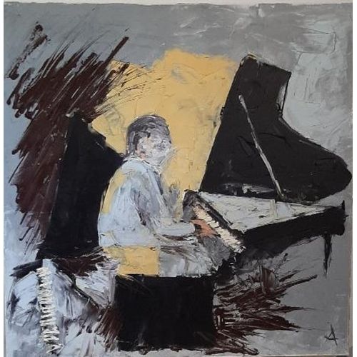 Toile Peinture Tableau Musiciens Jazz Musique 80x80cm - Bill Evans Par Arena