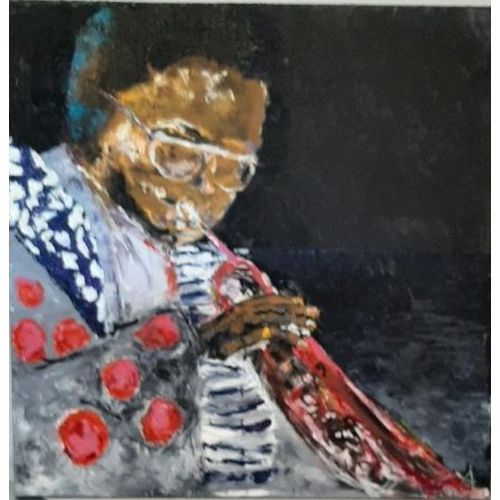 Toile Peinture Tableau Musiciens Jazz Musique 80x80cm -Miles Davis Par Arena
