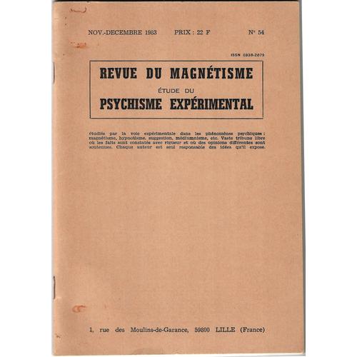 Revue Du Magnétisme - Étude Du Psychisme Expérimental - N°54 - Nov.-Décembre 1983