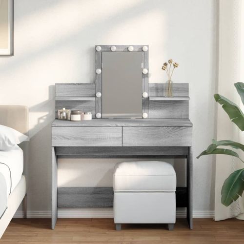 Vidaxl Coiffeuse Avec Led Sonoma Gris 100x40x130 Cm