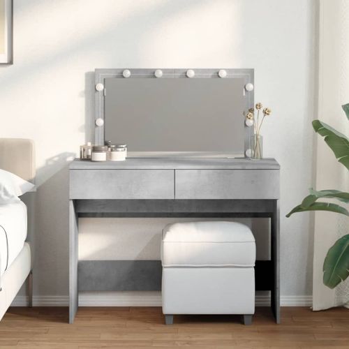Vidaxl Coiffeuse Avec Led Gris Béton 100x40x120 Cm