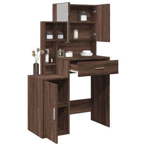 Vidaxl Coiffeuse Avec Armoire Chêne Marron 80x35x132 Cm
