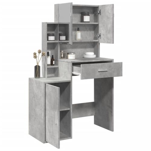 Vidaxl Coiffeuse Avec Armoire Gris Béton 80x35x132 Cm