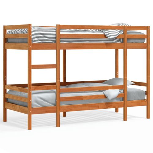Vidaxl Lit Superposé Cire Marron 90x200 Cm Bois De Pin Massif