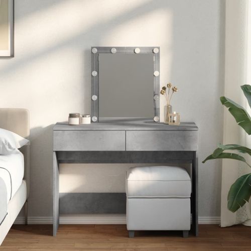 Vidaxl Coiffeuse Avec Led Gris Béton 100x40x130 Cm