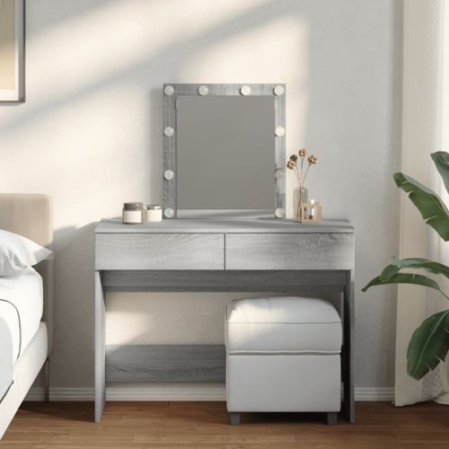 Vidaxl Coiffeuse Avec Led Sonoma Gris 100x40x130 Cm