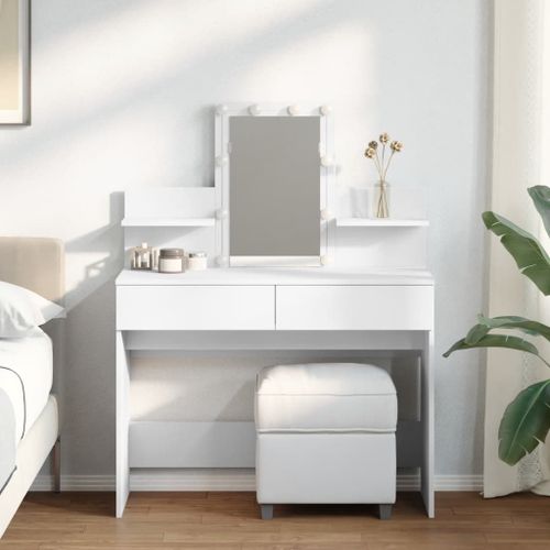 Vidaxl Coiffeuse Avec Led Blanc 100x40x130 Cm