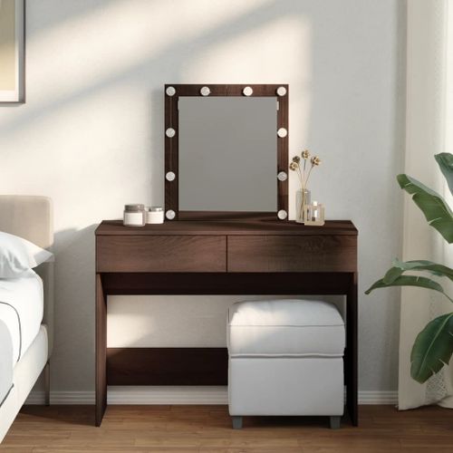 Vidaxl Coiffeuse Avec Led Chêne Marron 100x40x130 Cm