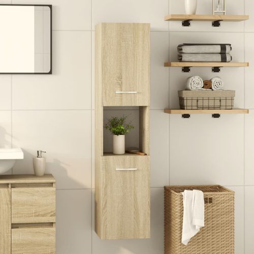 Vidaxl Armoire De Salle De Bain Chêne Sonoma 30x30x130 Cm Aggloméré