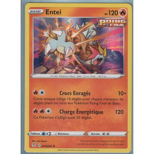 Carte Pokemon - Entei - 019/203 - Holo-Rare - Épée Et Bouclier 7 - Evolution Céleste - Eb7 - Vf