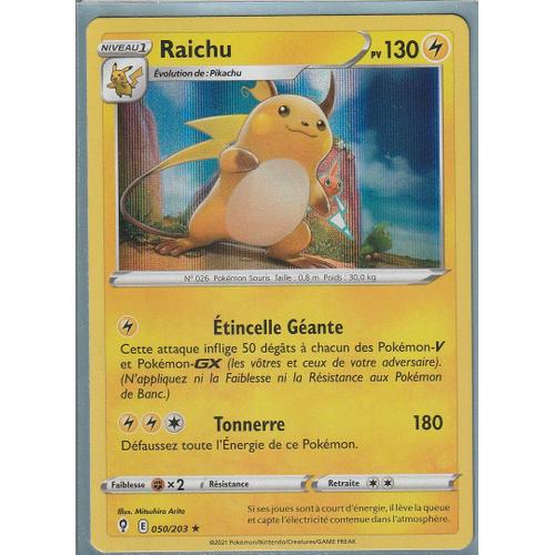 Carte Pokemon - Raichu - 050/203 - Holo-Rare - Épée Et Bouclier 7 - Evolution Céleste - Eb7 - Vf