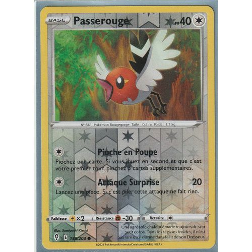 Carte Pokemon - Passerouge - 138/203 - Reverse - Épée Et Bouclier 7 - Evolution Céleste - Eb7 - Vf