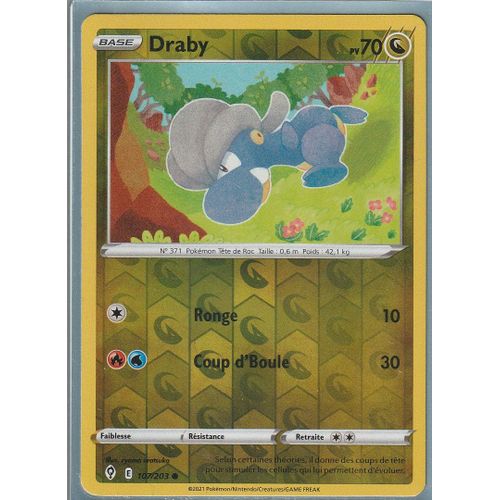 Carte Pokemon - Draby - 107/203 - Reverse - Épée Et Bouclier 7 - Evolution Céleste - Eb7 - Vf