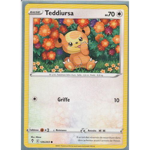 Carte Pokemon - Teddiursa - 126/203 - Épée Et Bouclier 7 - Evolution Céleste - Eb7 - Vf