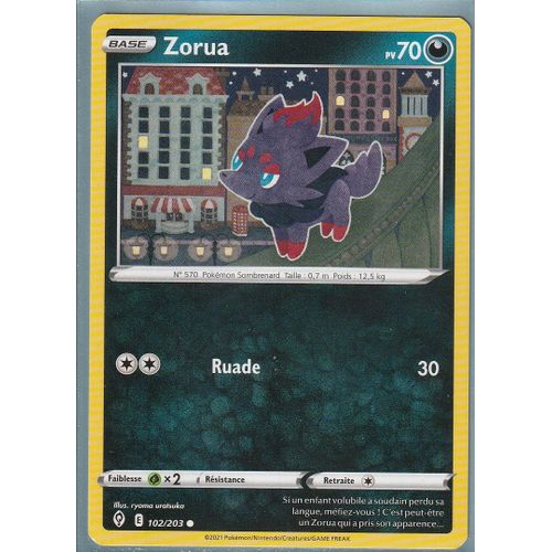 Carte Pokemon - Zorua - 102/203 - Épée Et Bouclier 7 - Evolution Céleste - Eb7 - Vf