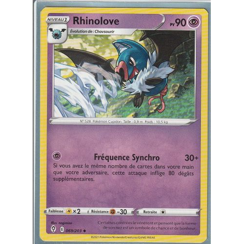 Carte Pokemon - Rhinolove - 069/203 - Épée Et Bouclier 7 - Evolution Céleste - Eb7 - Vf