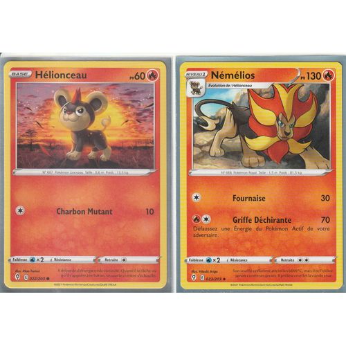 2 Cartes Pokemon - Némélios 023/203 - Hélionceau 022/203 - Épée Et Bouclier 7 - Evolution Céleste - Eb7