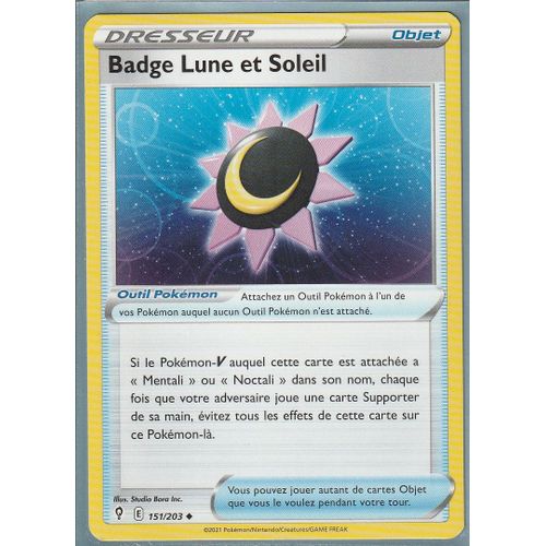 Carte Pokemon - Badge Lune Et Soleil - 151/203 - Épée Et Bouclier 7 - Evolution Céleste - Eb7 - Vf
