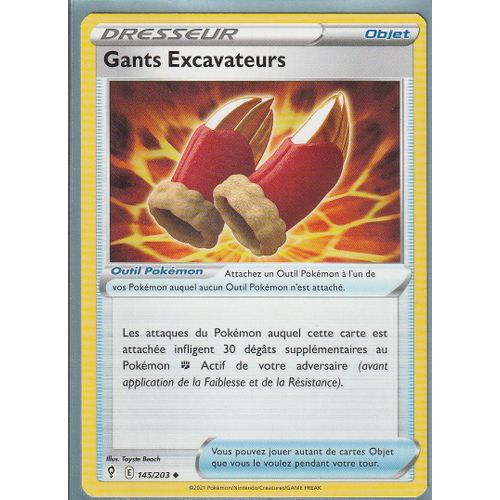 Carte Pokemon - Gants Excavateurs - 145/203 - Épée Et Bouclier 7 - Evolution Céleste - Eb7 - Vf