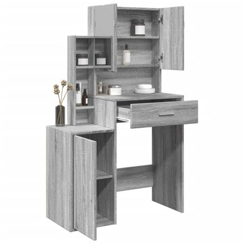 Vidaxl Coiffeuse Avec Armoire Sonoma Gris 80x35x132 Cm