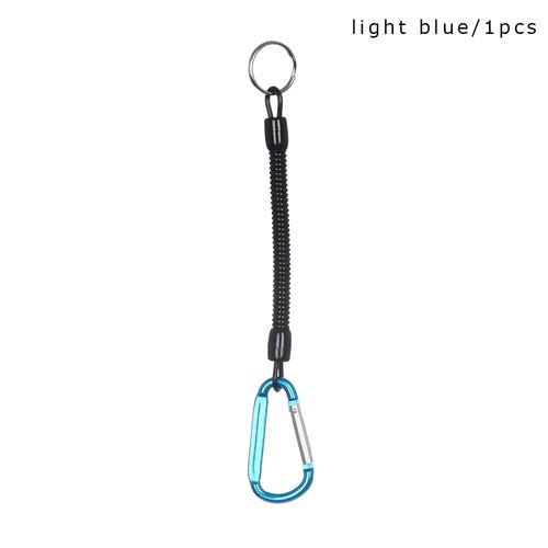 Light Blue -Camping Mousqueton Porte Clés En Plastique Rétractable Attache Ressort Élastique Corde Extérieure Portable Pêche Longes