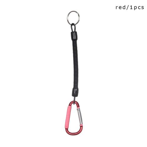 Red -Camping Mousqueton Porte Clés En Plastique Rétractable Attache Ressort Élastique Corde Extérieure Portable Pêche Longes Sécurit