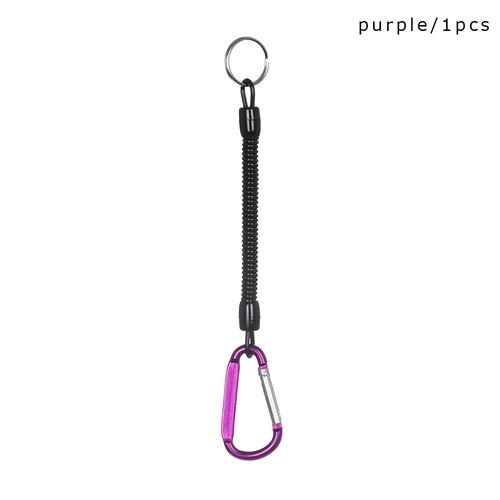 Purple -Camping Mousqueton Porte Clés En Plastique Rétractable Attache Ressort Élastique Corde Extérieure Portable Pêche Longes Sécu