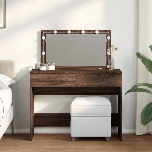 Vidaxl Coiffeuse Avec Led Chêne Marron 100x40x120 Cm
