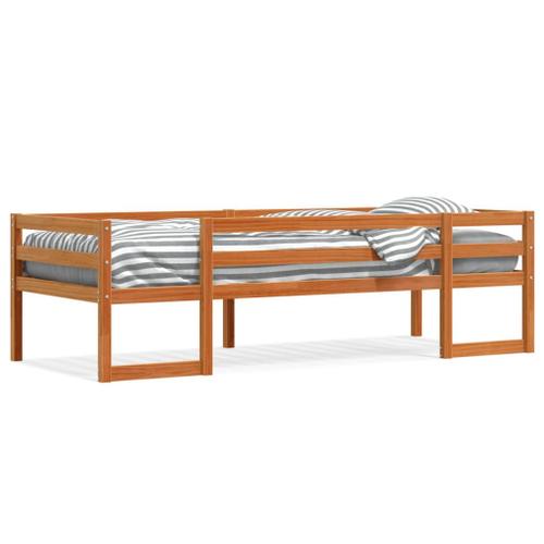 Vidaxl Cadre De Lit D'enfant Marron Cire 75x190 Cm Bois De Pin Massif