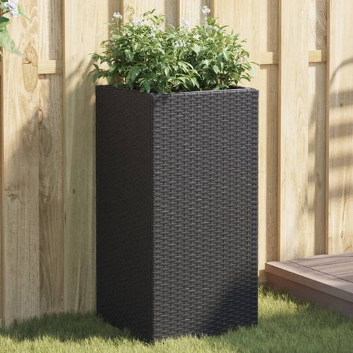 Vidaxl Jardinière Noir 40x40x80 Cm Résine Tressée
