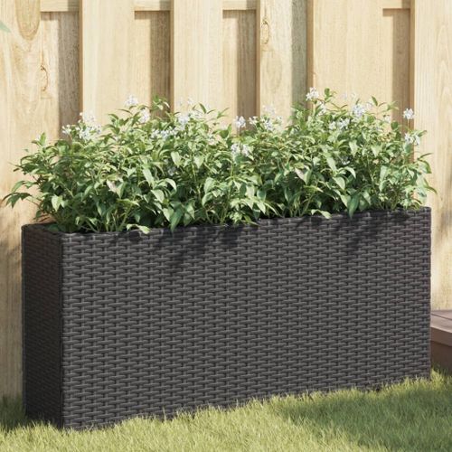 Vidaxl Jardinière Avec 2 Pots Noir 90x20x40 Cm Résine Tressée